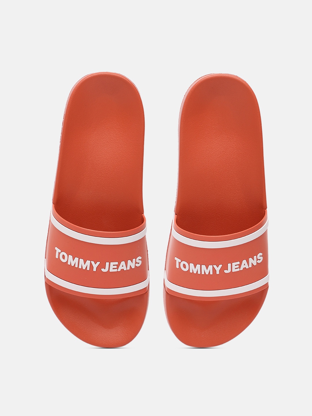 

Tommy Hilfiger Men Brand Logo Print Rubber Sliders, Orange