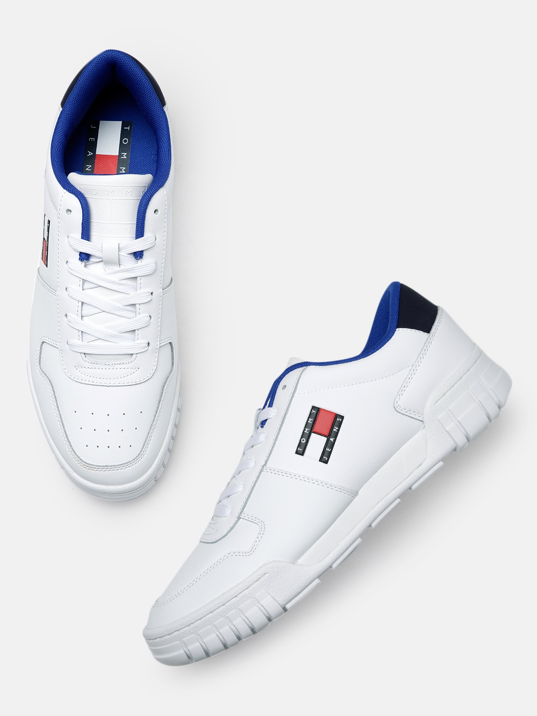 

Tommy Hilfiger Men Perforations Regular Sneakers With Brand Logo Detail, White