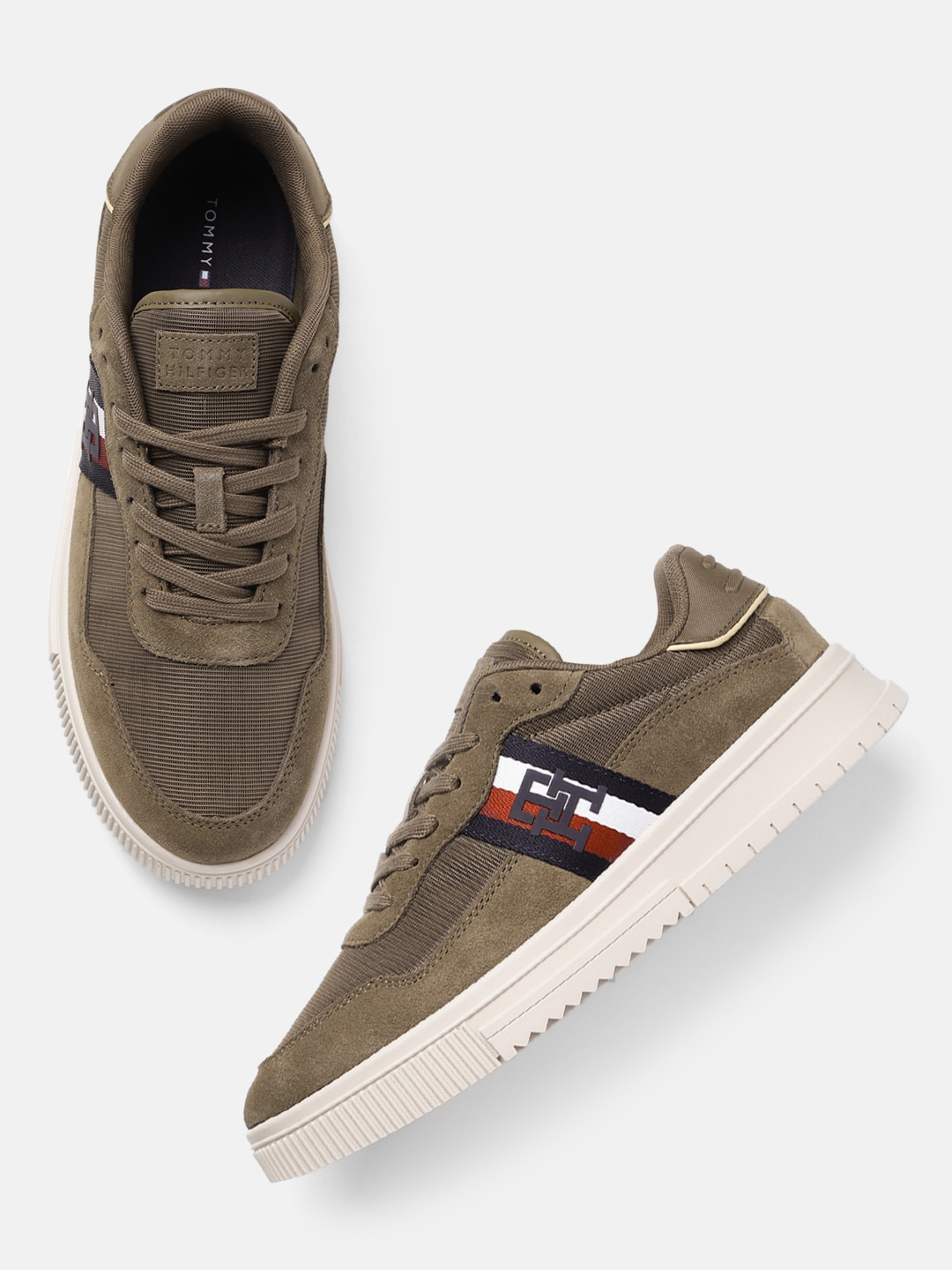 

Tommy Hilfiger Men Supercup Leather Sneakers, Olive