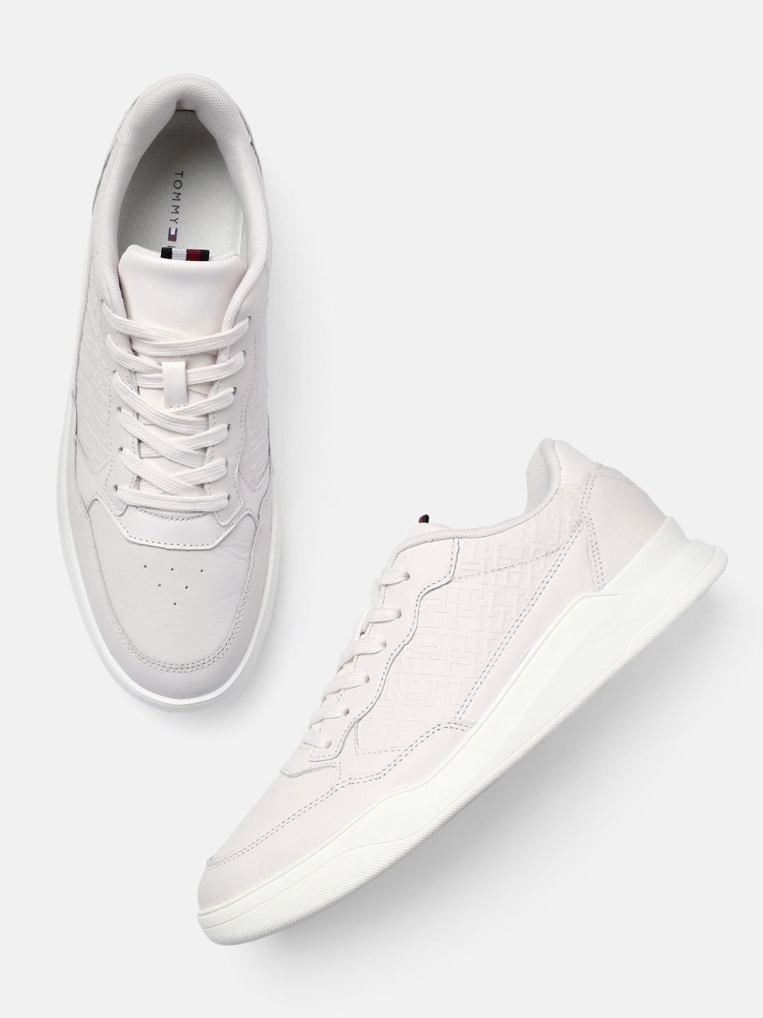 

Tommy Hilfiger Men Elevated Leather Sneakers, Off white
