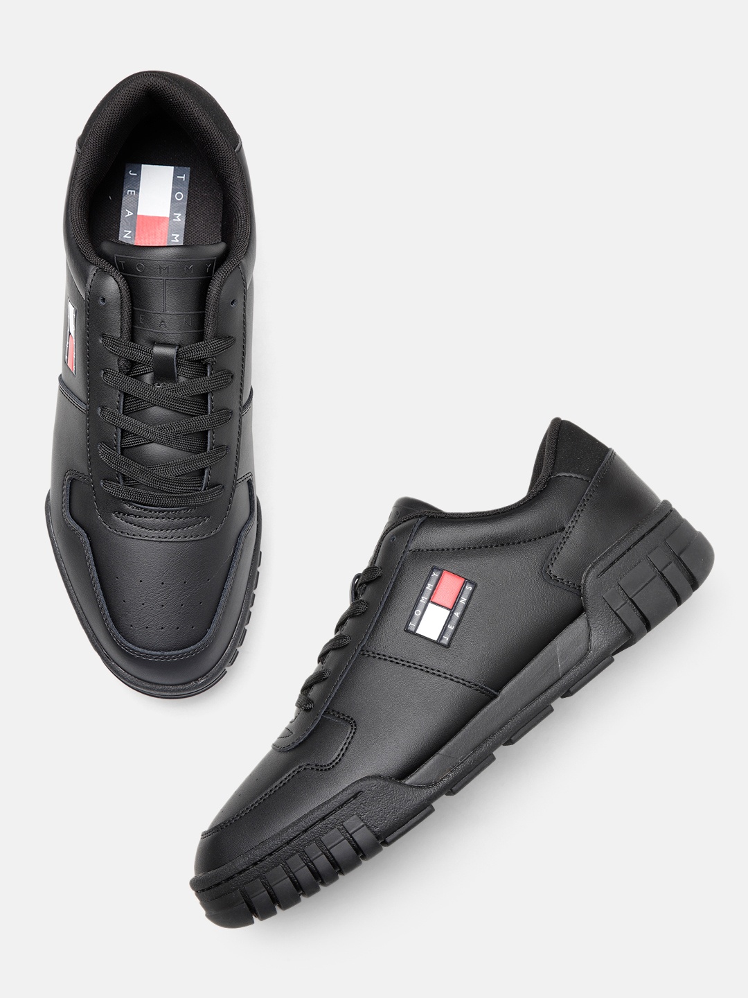 

Tommy Hilfiger Men Cupsole Ess Perforated Leather Sneakers, Black