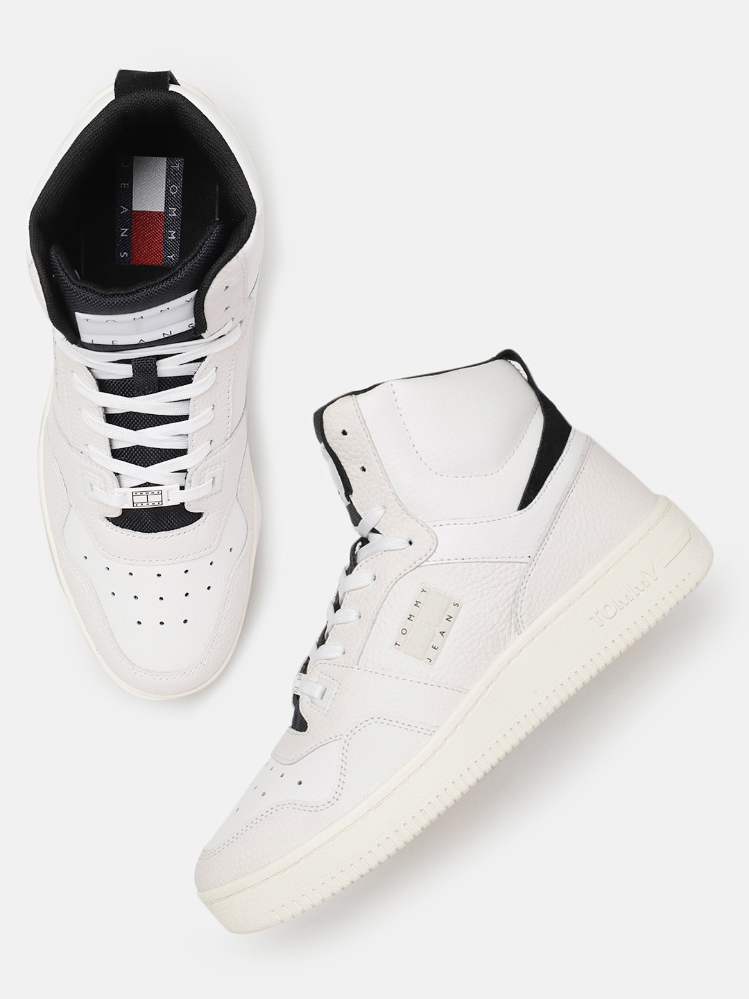 

Tommy Hilfiger Men Mid-Top Leather Sneakers, White