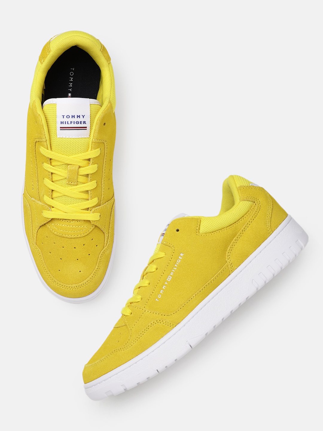 

Tommy Hilfiger Men Basket Core Suede Perforated Sneakers, Yellow