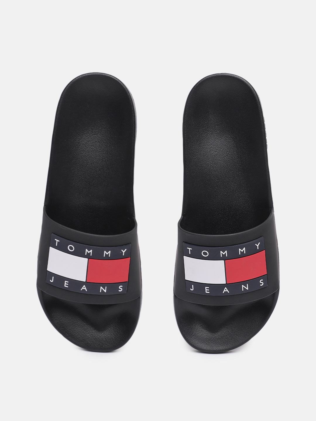 

Tommy Hilfiger Men Brand Logo Printed Rubber Sliders, Black