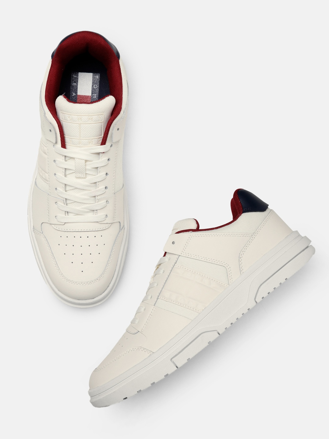 

Tommy Hilfiger Men TJM Mix Material Cupsole 2.0 Perforated Leather Sneakers, Off white