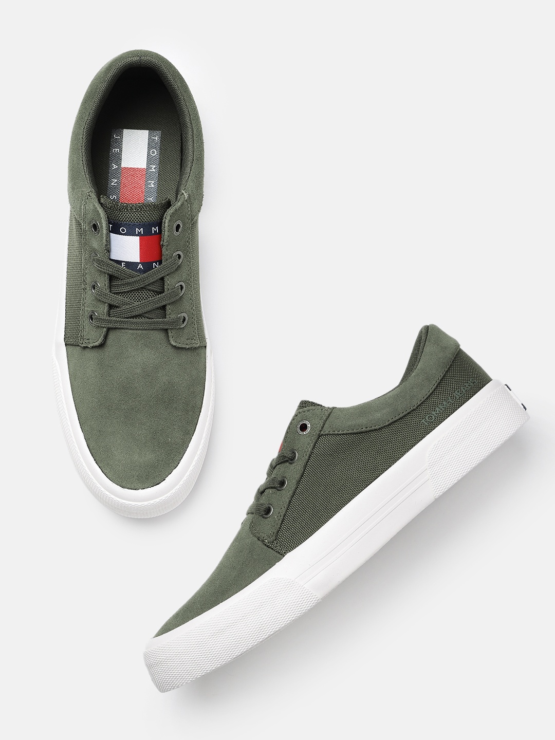 

Tommy Hilfiger Men Solid Suede Sneakers, Green