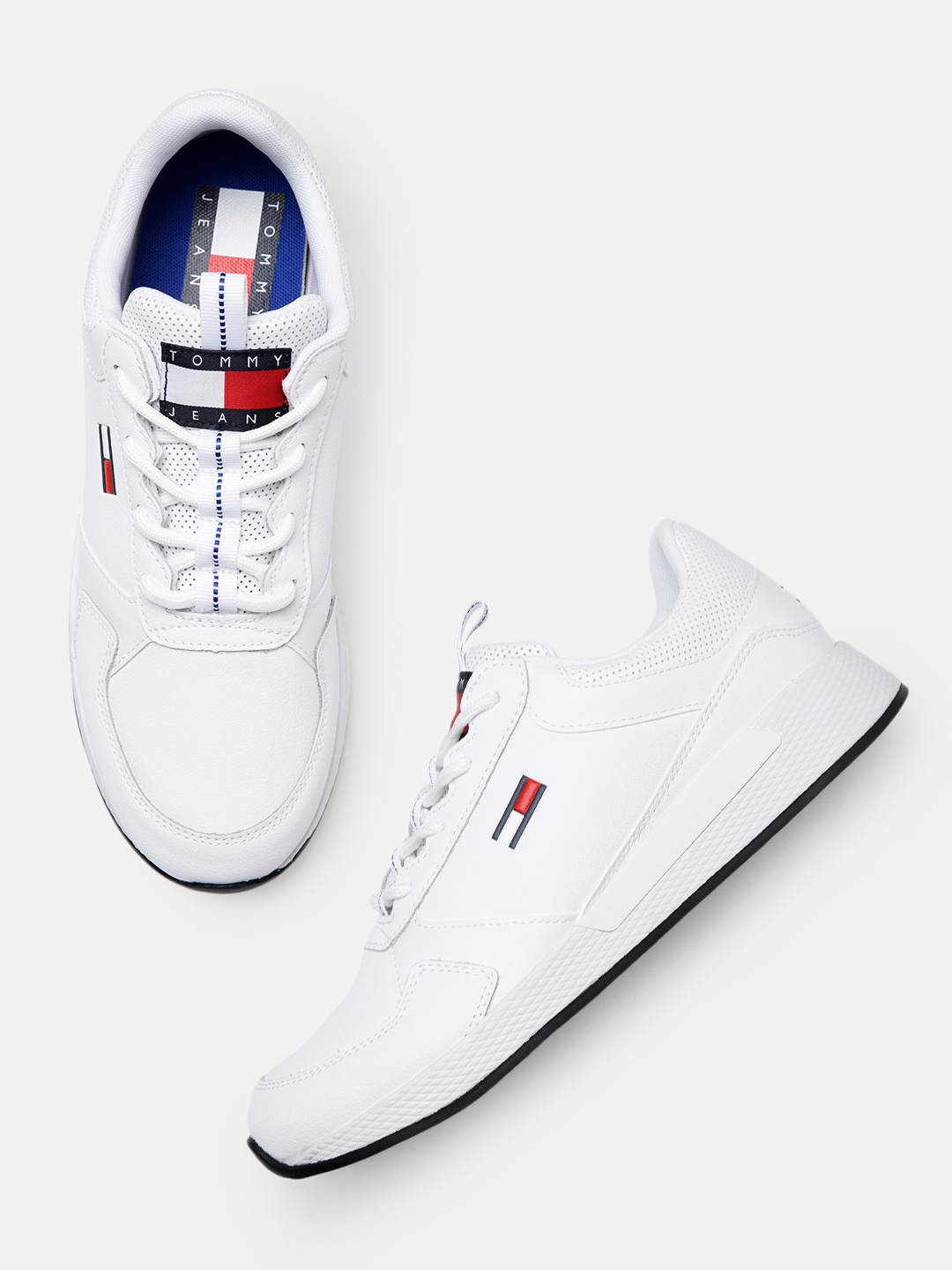 

Tommy Hilfiger Men Flexi Runner Ess Solid Leather Sneakers, White