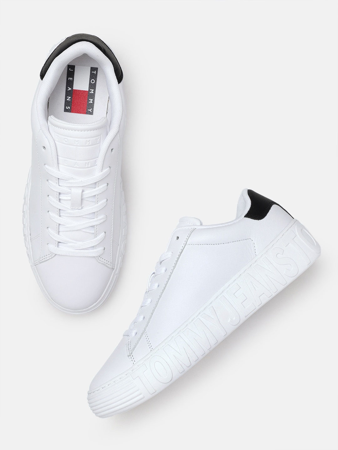 

Tommy Hilfiger Men Solid Leather Sneakers With Minimal Colourblocked Detail, White