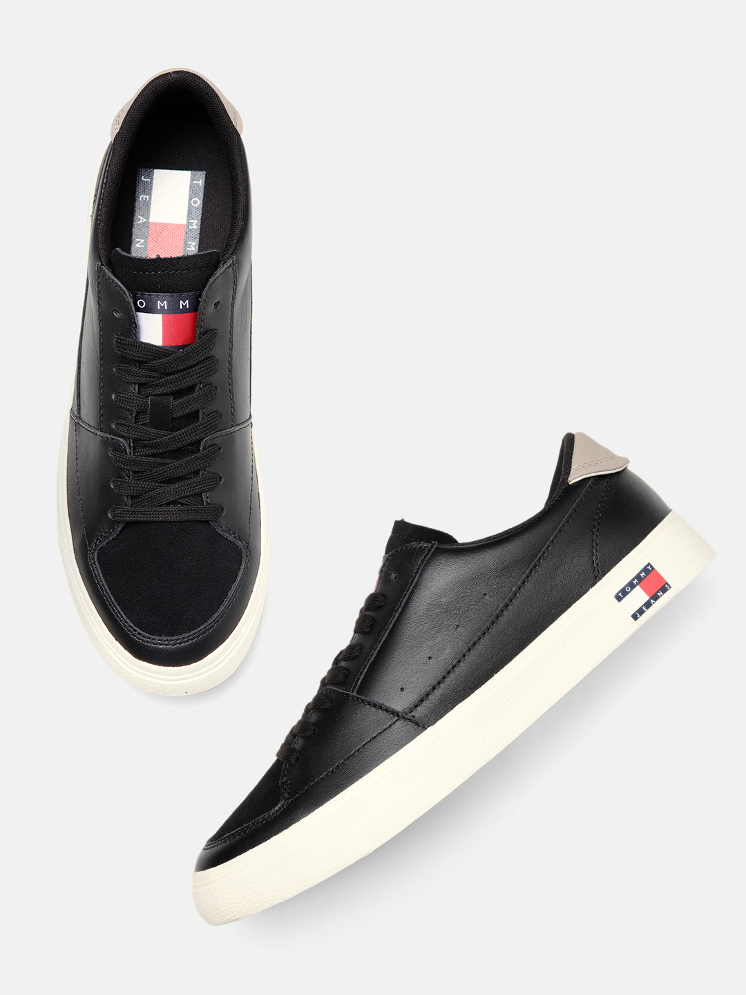 

Tommy Hilfiger Men Vulcanized Ess Solid Leather Sneakers, Black