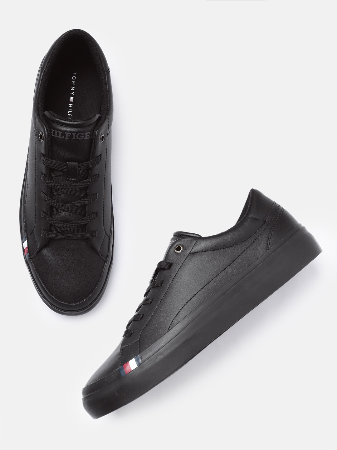 

Tommy Hilfiger Men Leather Sneakers, Black