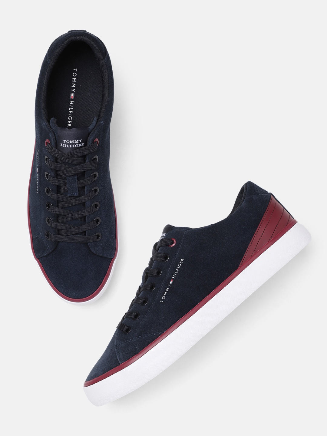

Tommy Hilfiger Men Solid Suede Sneakers With Minimal Colourblocked Detail, Navy blue