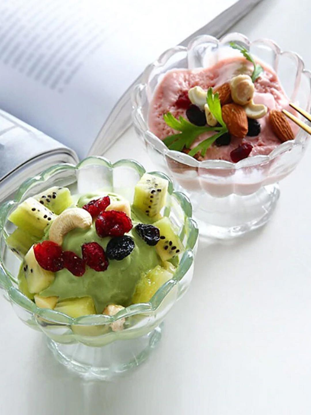 

THEDECORKART Delicate Transparent 6 Pieces Textured Glass Bowls