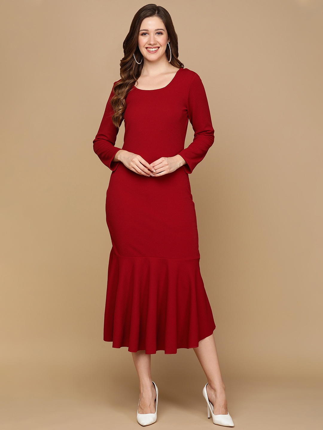 

DODO & MOA Maroon Sheath Midi Dress