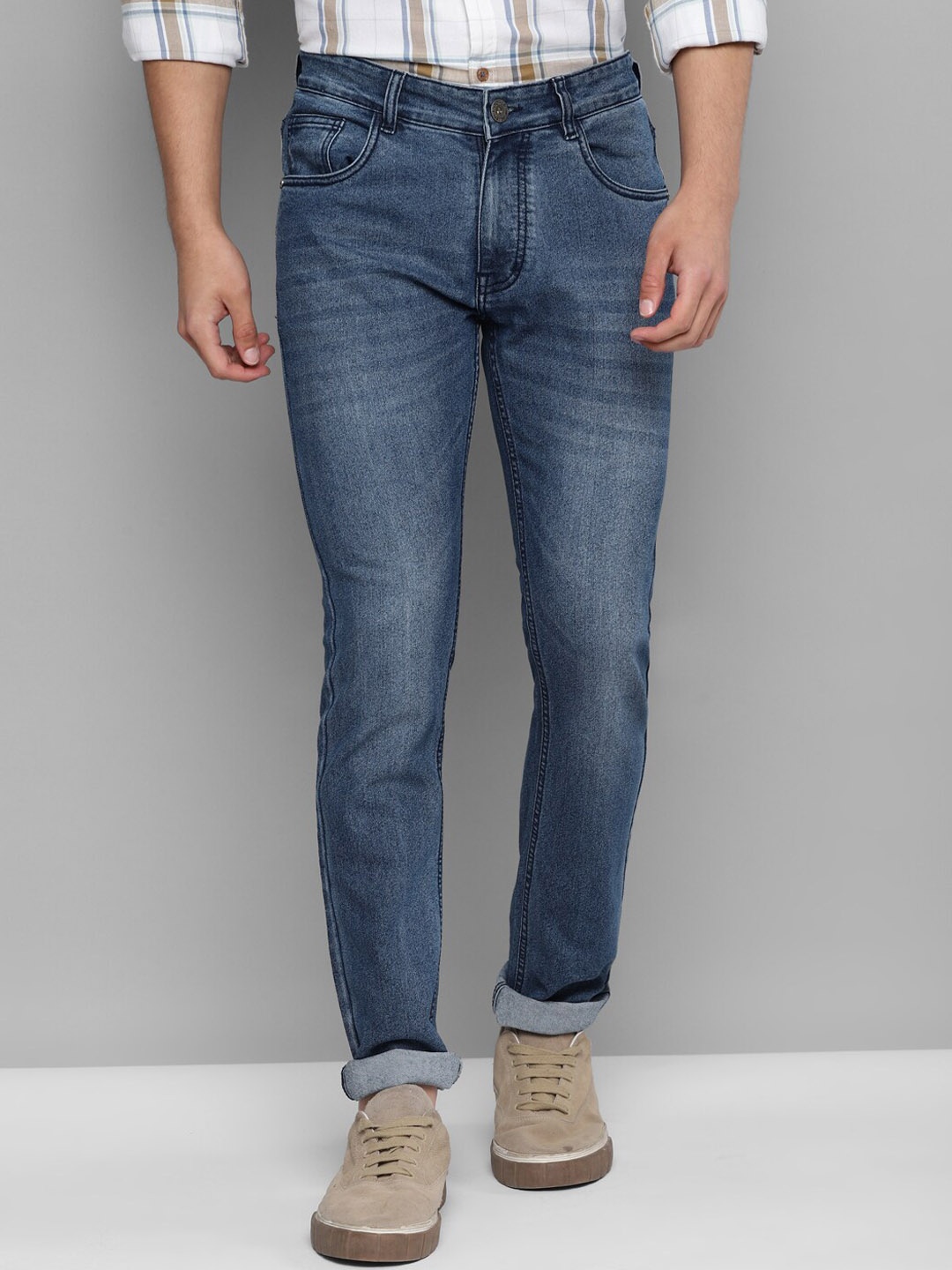 

Allen Cooper Men Urban Slim Fit Low Light Fade Cotton Jeans, Blue
