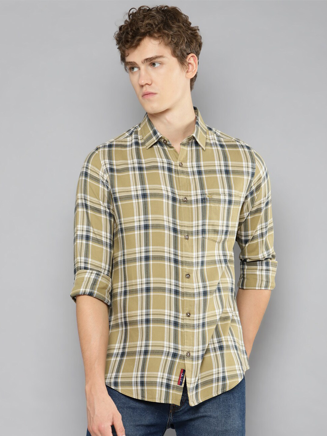

Allen Cooper India Slim Tartan Checked Pure Cotton Casual Shirt, Green