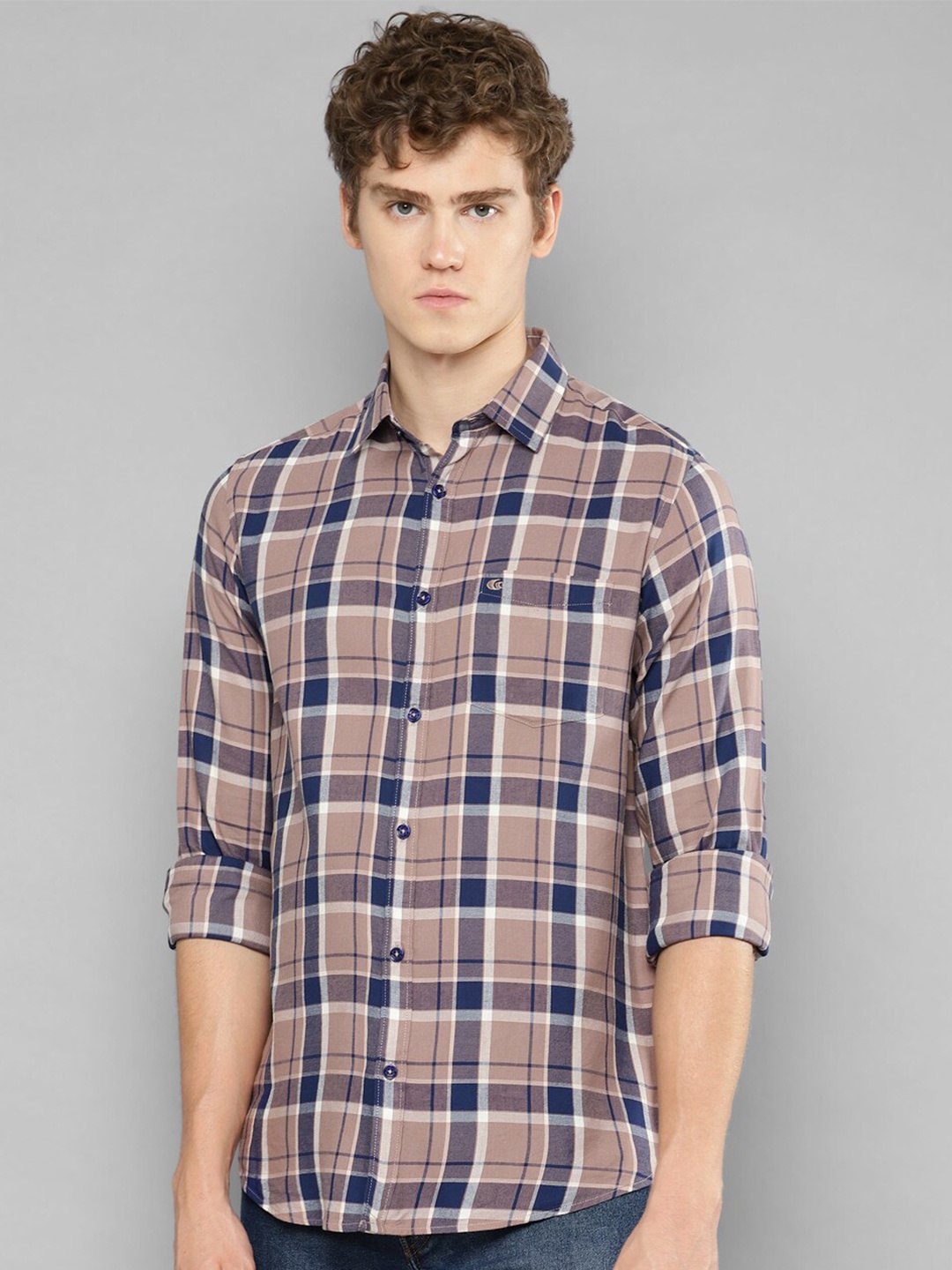 

Allen Cooper India Slim Tartan Checked Pure Cotton Casual Shirt, Brown