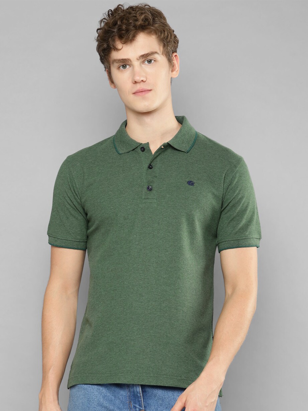 

Allen Cooper Half Sleeve Cotton Polo Slim Fit T-shirt, Green