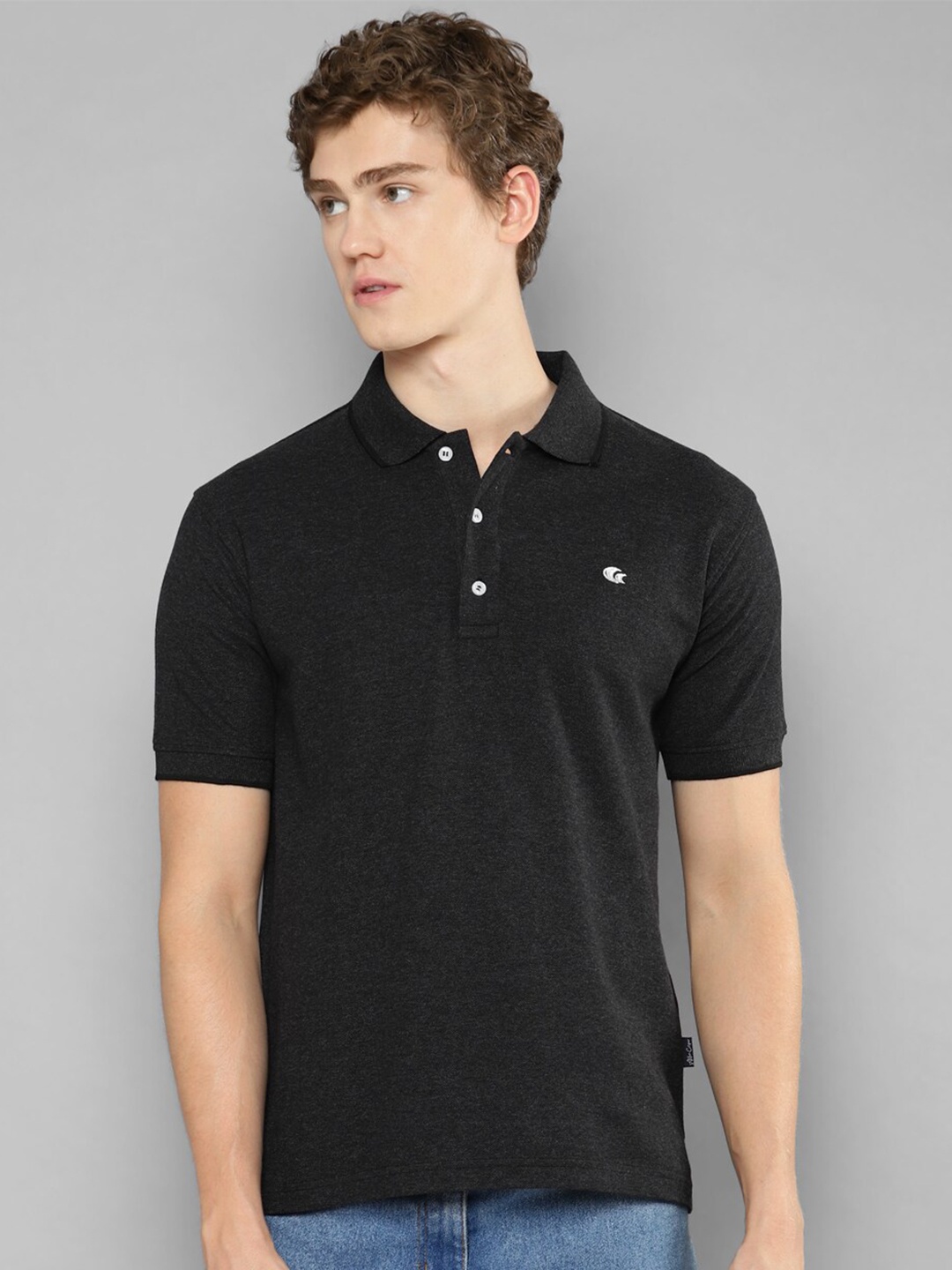 

Allen Cooper Half Sleeve Cotton Polo Slim Fit T-shirt, Black