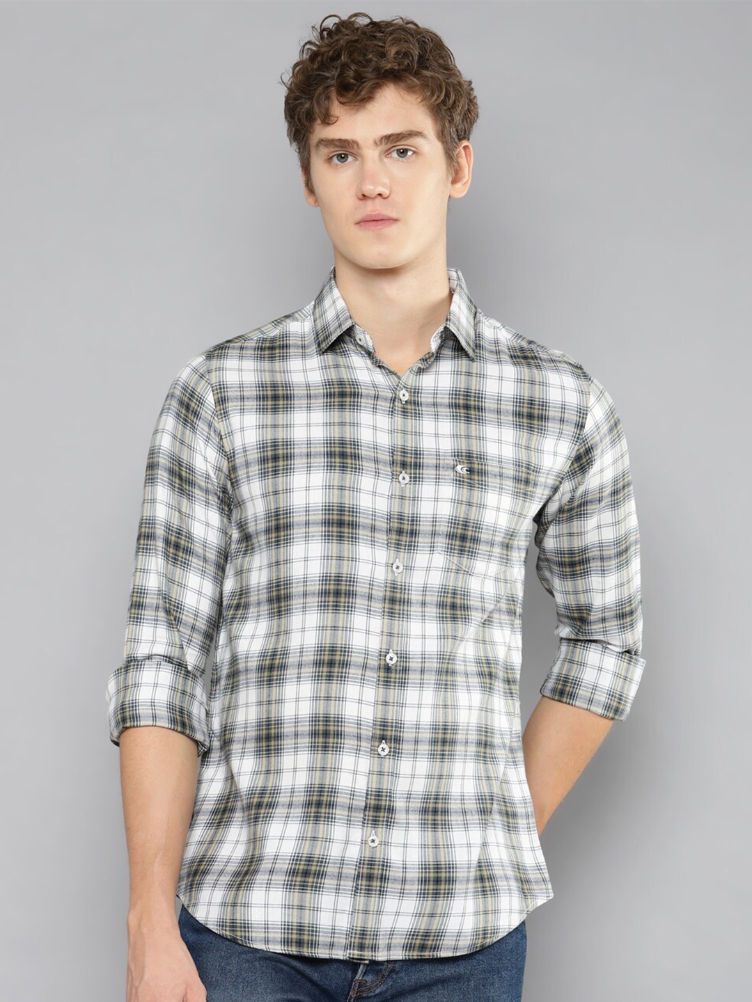 

Allen Cooper India Slim Tartan Checked Pure Cotton Casual Shirt, Green
