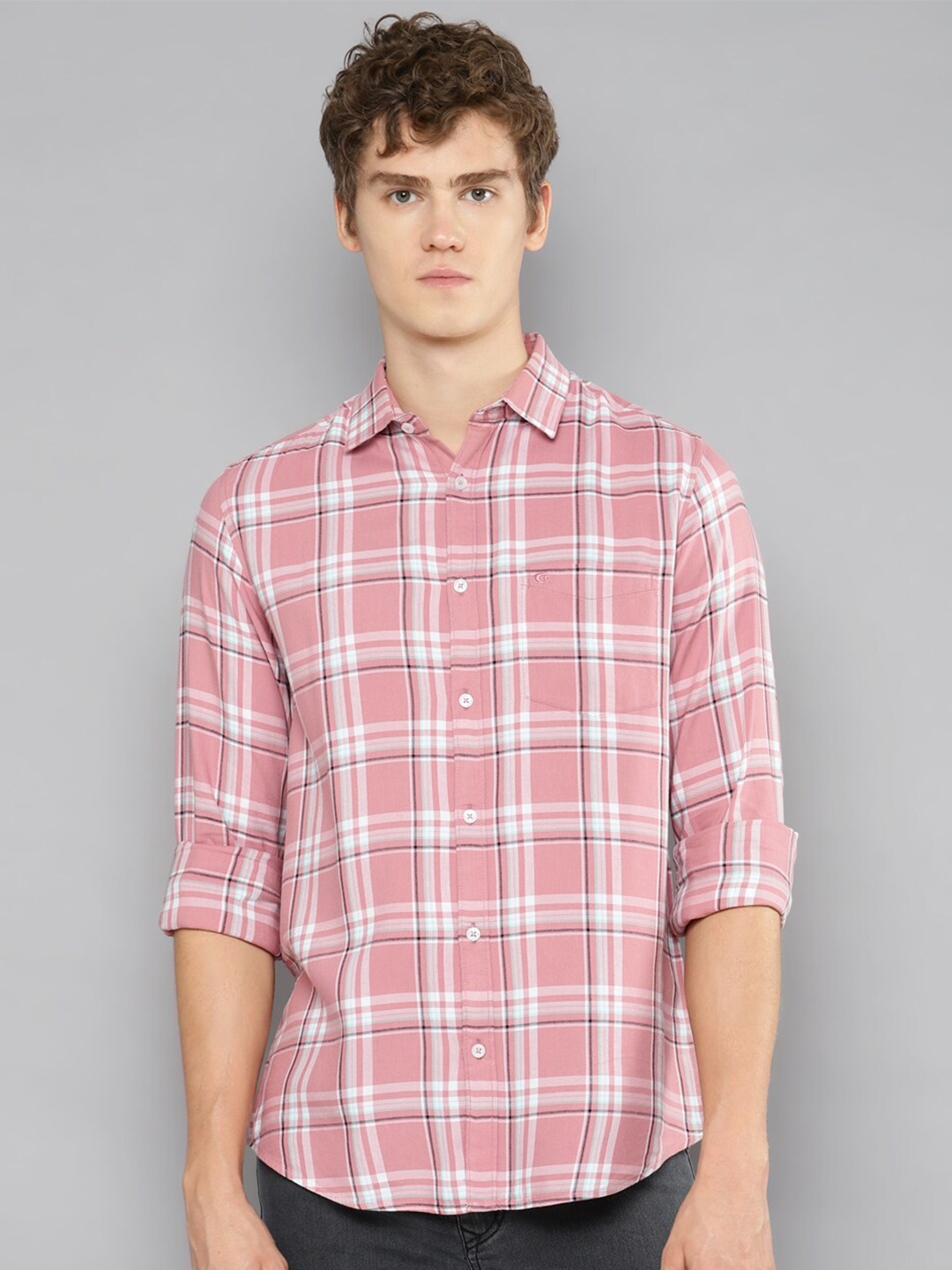 

Allen Cooper India Slim Tartan Checked Pure Cotton Casual Shirt, Pink