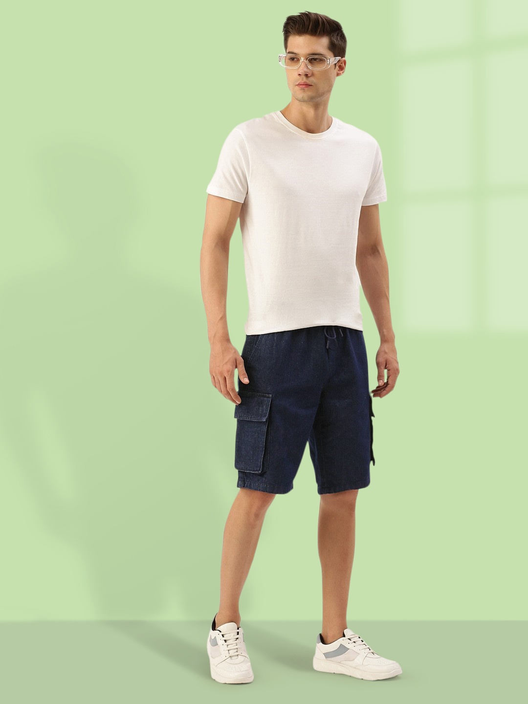 

Bene Kleed Men Denim Cargo Shorts, Navy blue