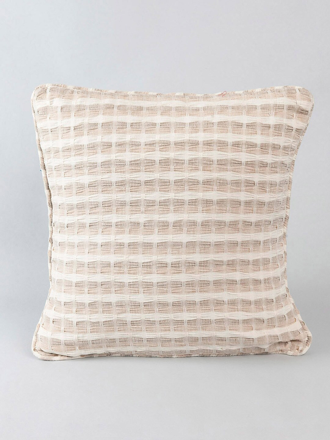 

Fabindia Natural Deepali Beige & White Abstract Cotton Square Cushion Covers