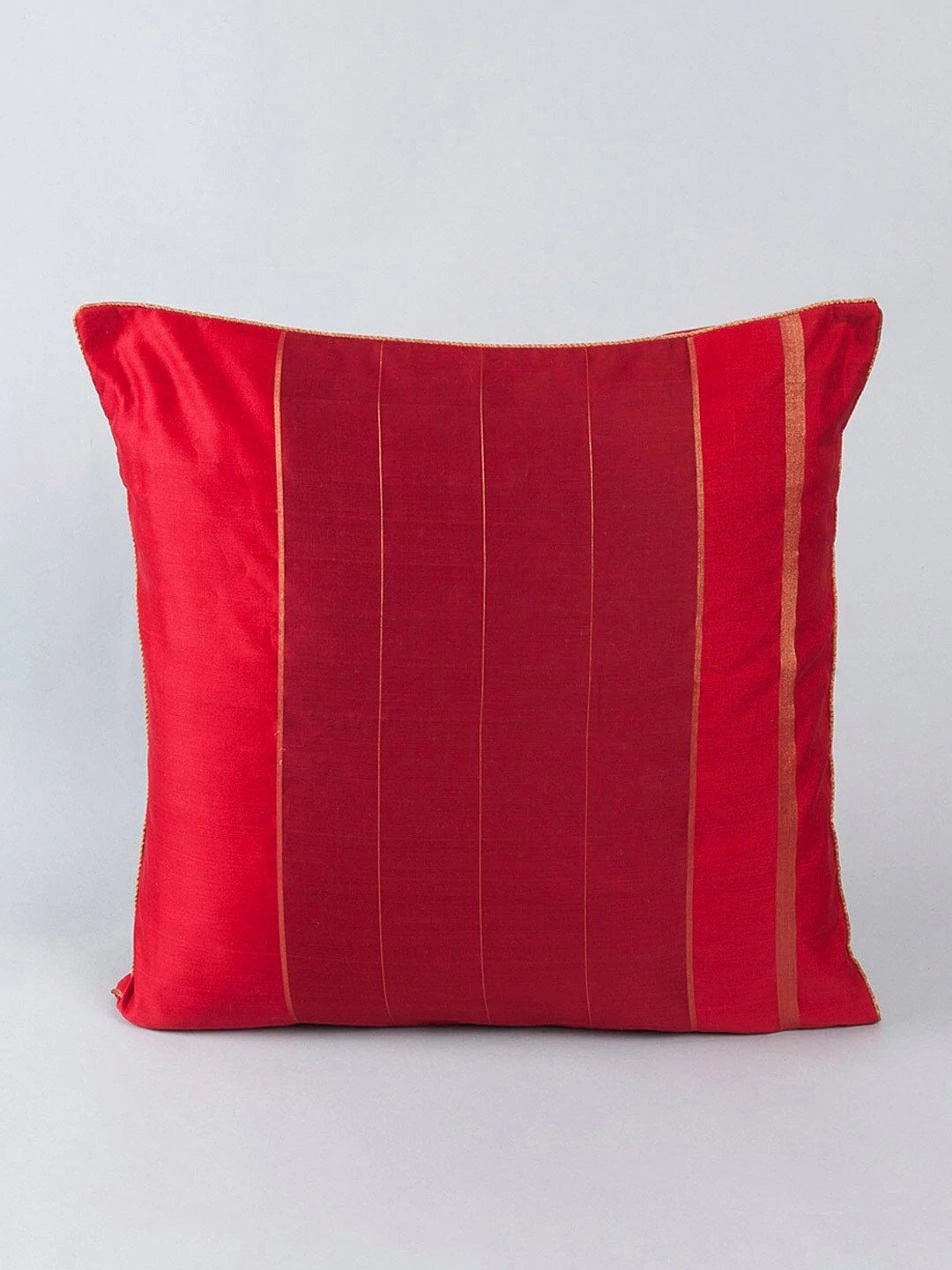 

Fabindia Red & Maroon Striped Cotton Silk Square Cushion Cover