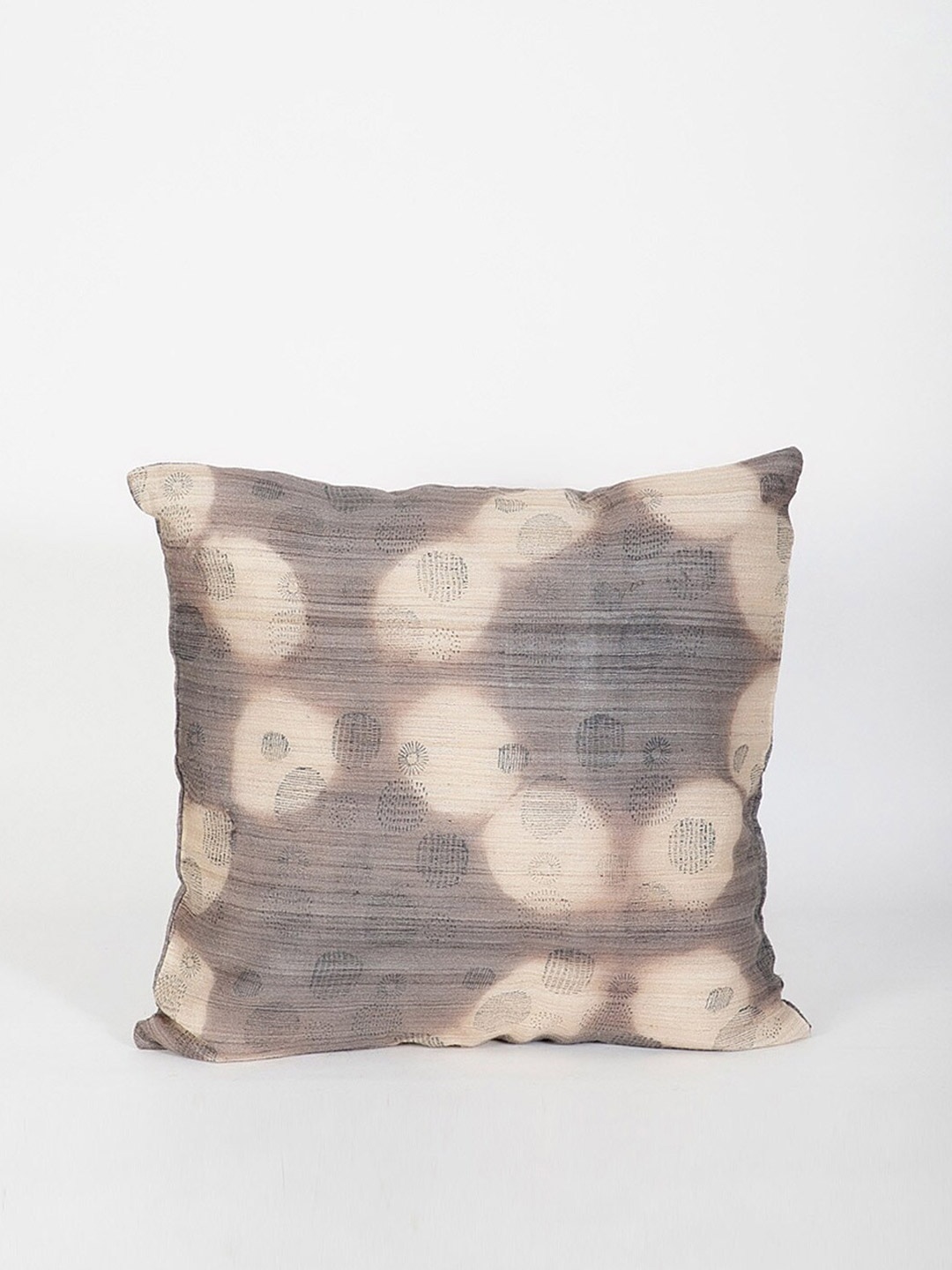 

Fabindia Grey & Cream-Coloured Geometric Silk Square Cushion Cover