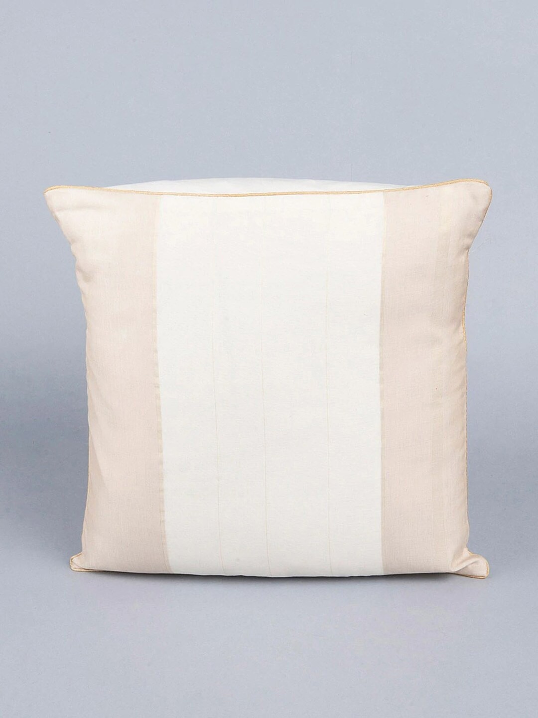 

Fabindia White & Beige Striped Cotton Silk Square Cushion Cover