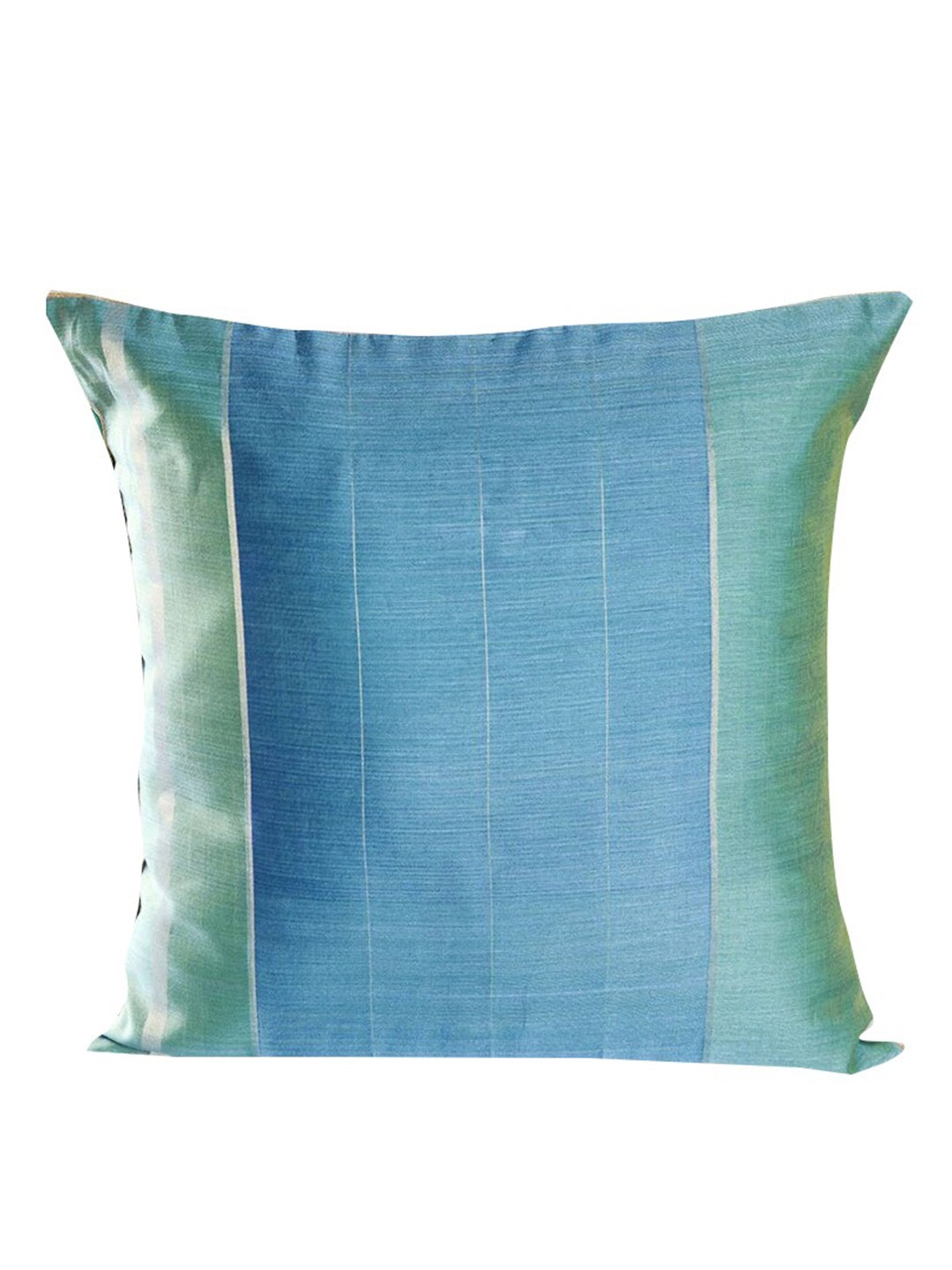 

Fabindia Teal & Blue Striped Cotton Silk Square Cushion Cover