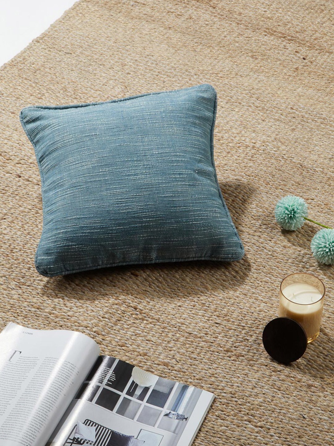 

Fabindia Blue Self Design Cotton Square Cushion Cover