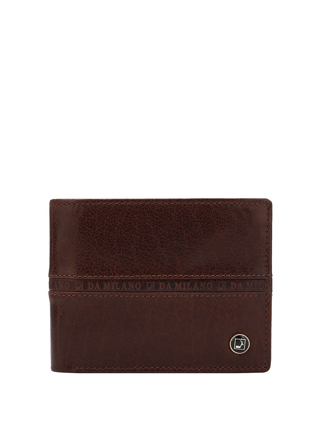 

Da Milano Men Textured Leather Two Fold Wallet, Brown