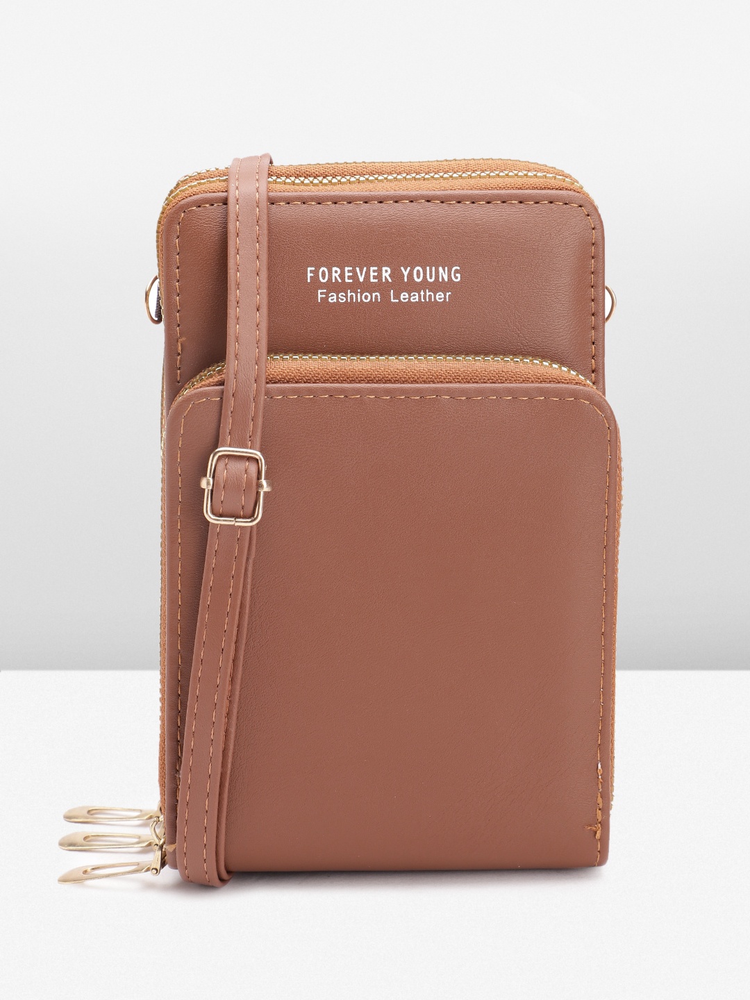 

Sasimo Printed PU Structured Sling Bag, Brown