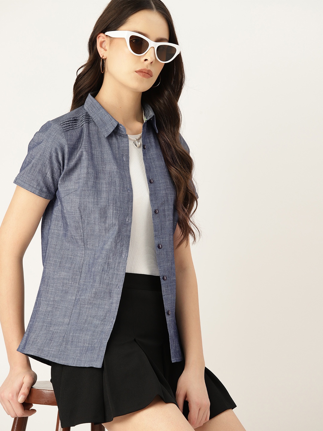 

Kook N Keech Women Slim Fit Opaque Casual Shirt, Blue