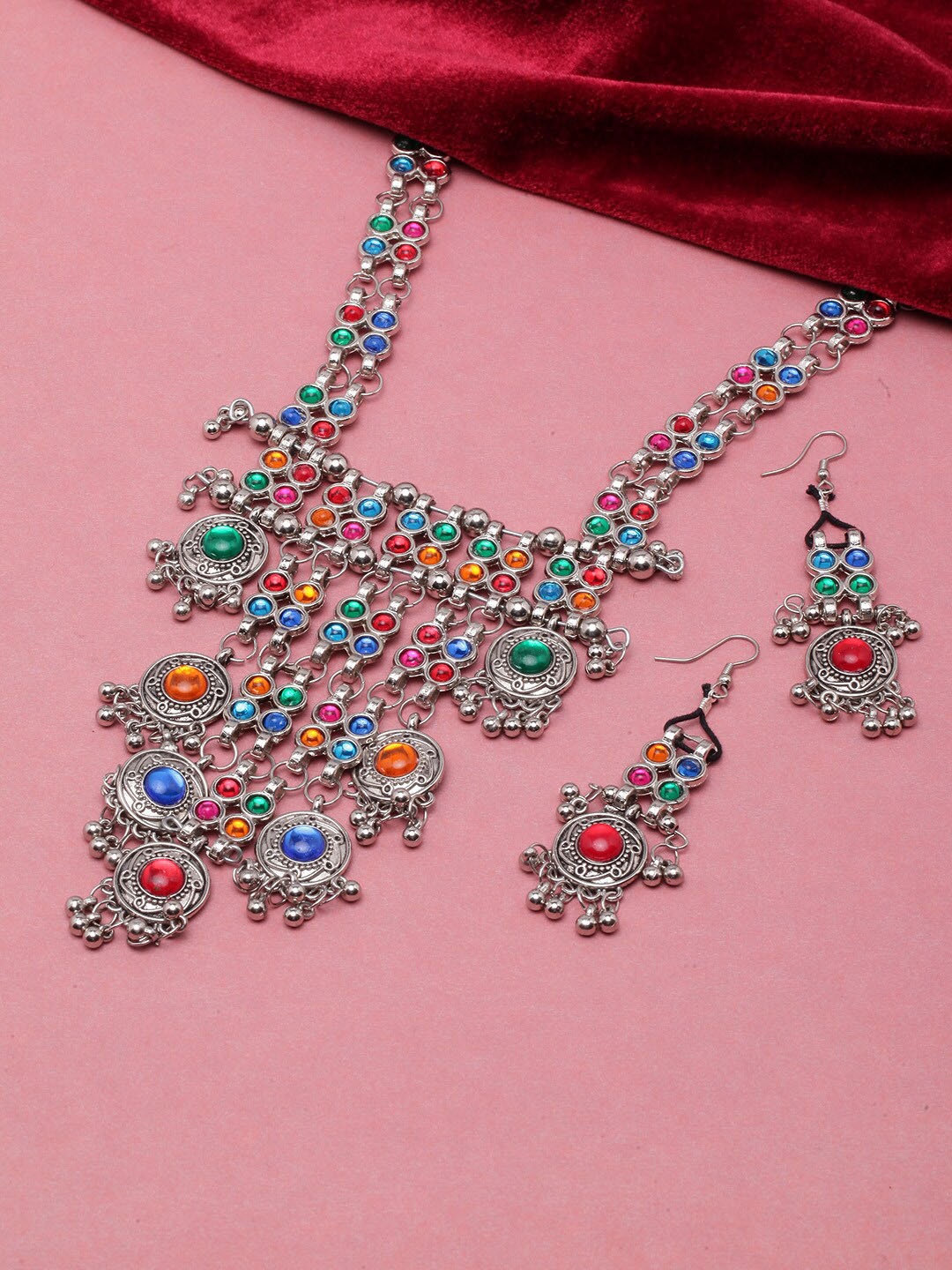 

DIVA WALK Silver-Plated Stone-Studded JewellerySet
