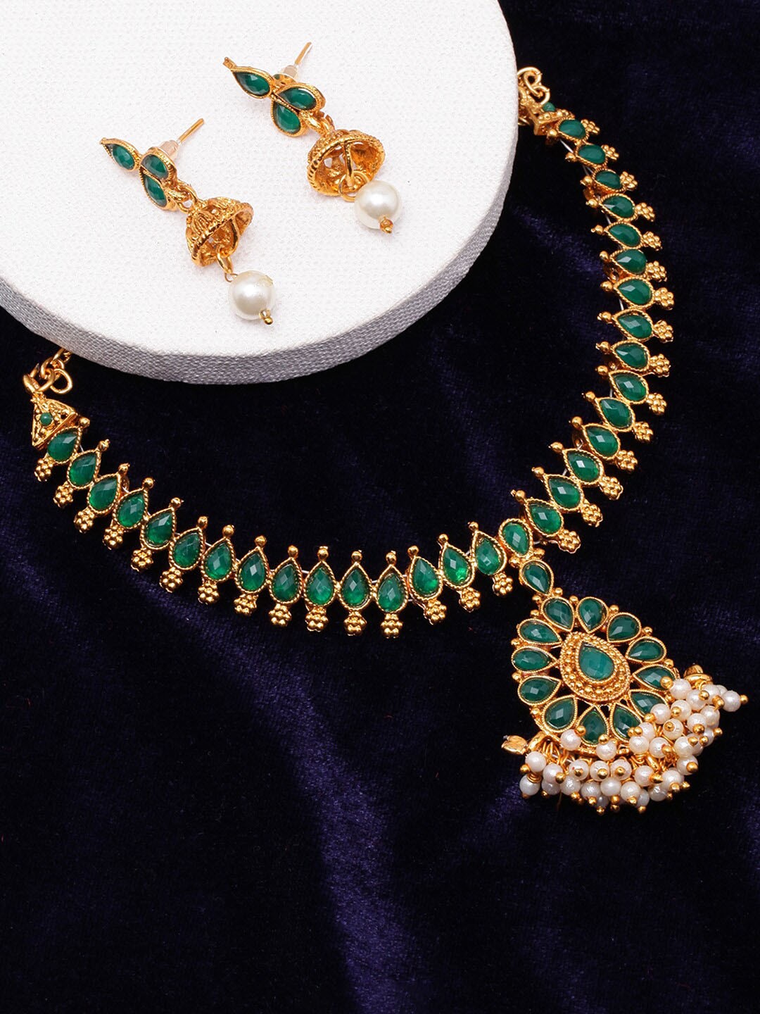 

DIVA WALK Gold-Plated Kundan-Studded & Beaded Jewellery Set