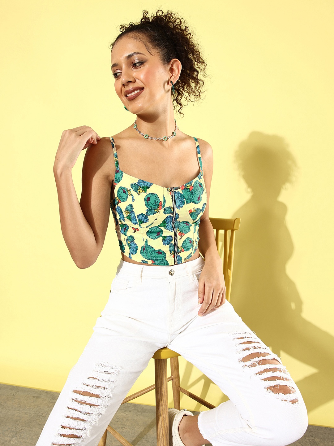 

Stylecast X Hersheinbox Graphic Printed Crop Top, Yellow