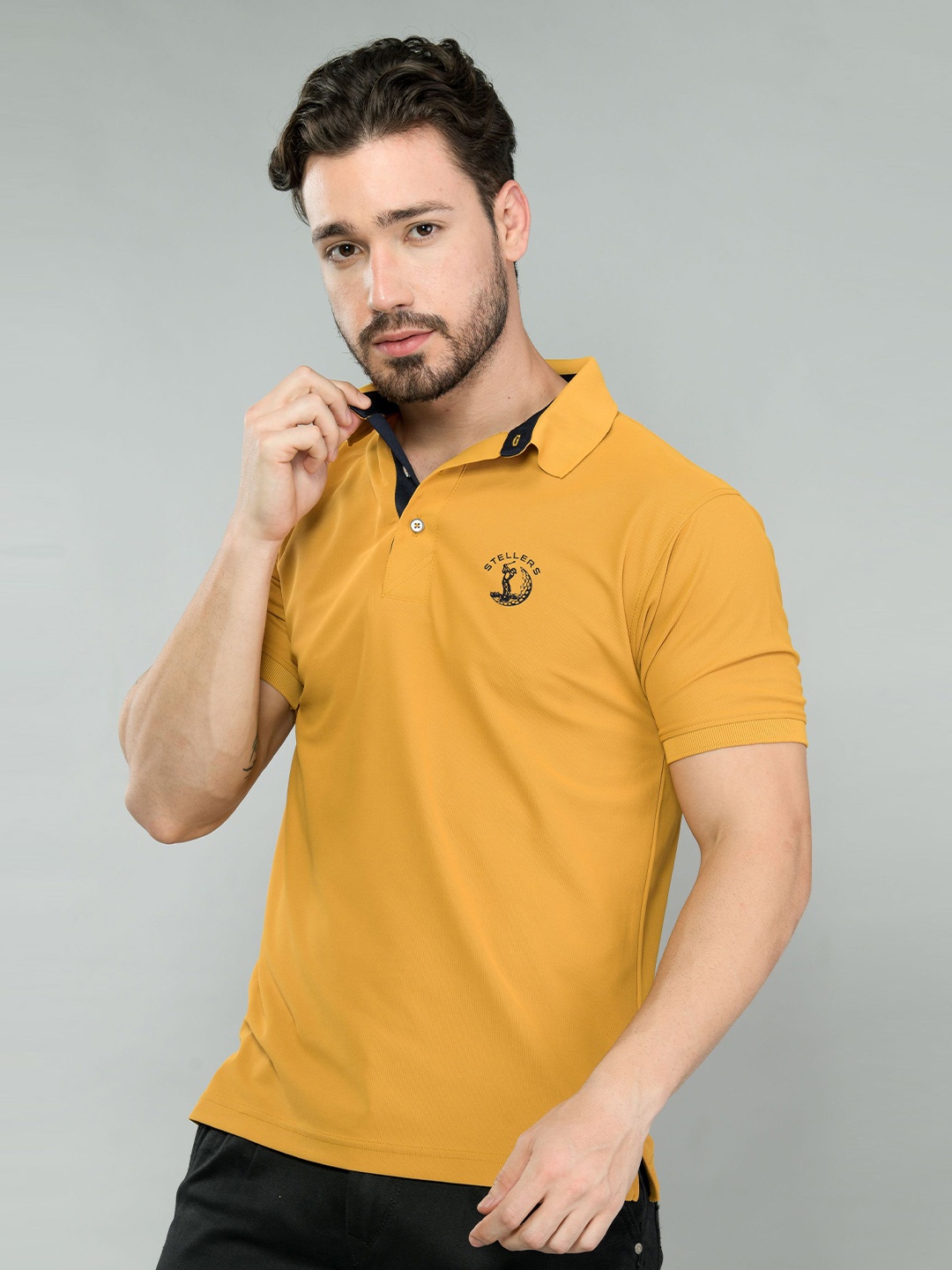 

STELLERS Dry Fit Polo Collar Short Sleeves Sports T-shirt, Mustard