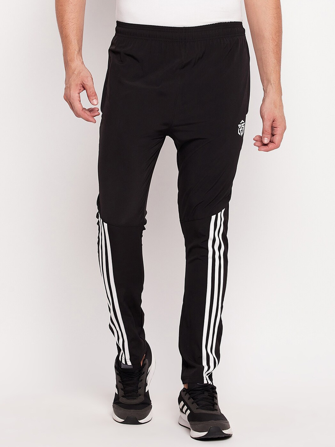 

Camey Men Striped Running Sports Track Pants, Black