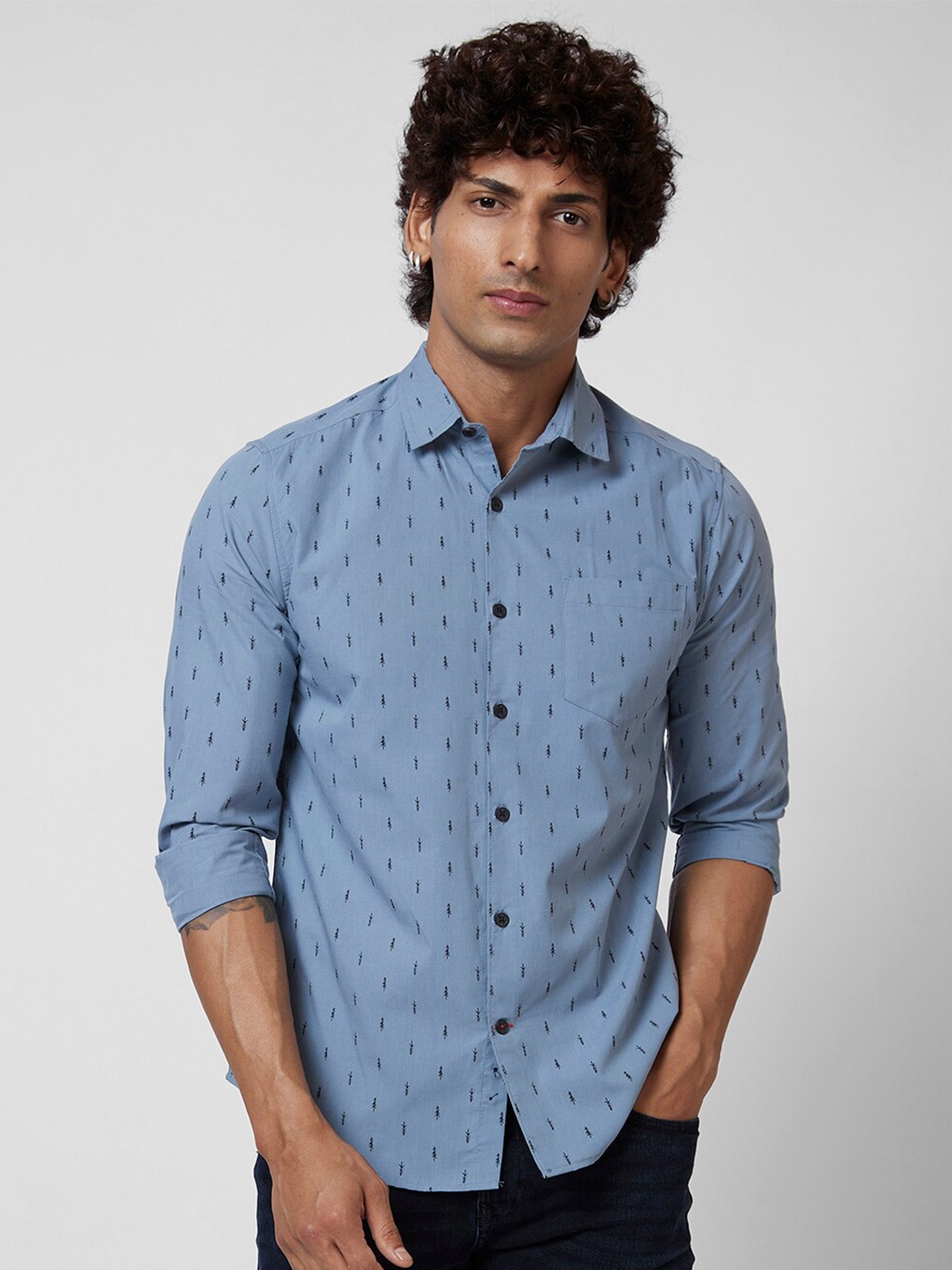 

VASTRADO Conversational Printed Cotton Casual Shirt, Grey