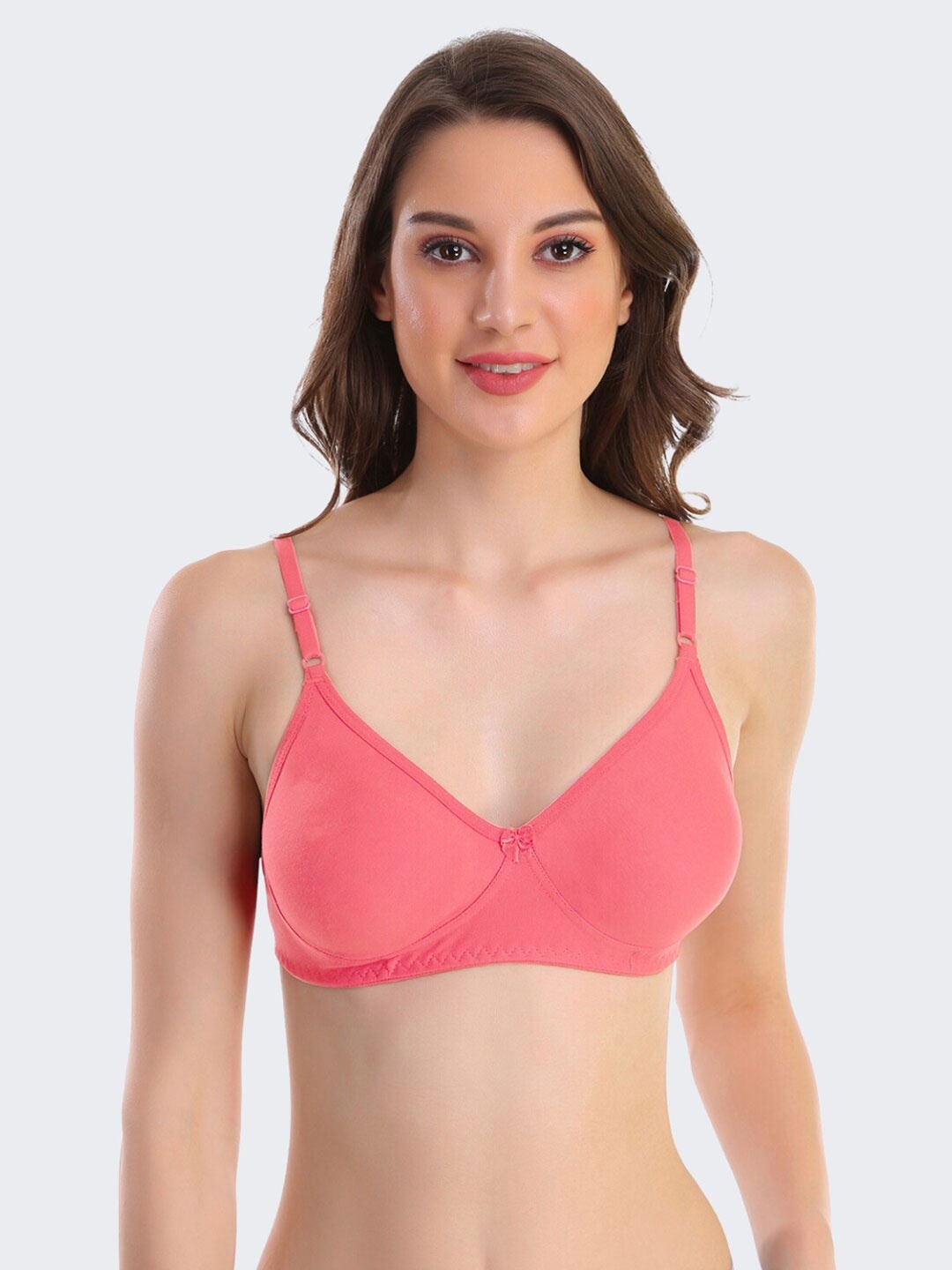 

POOJA RAGENEE Non-Wired Full Coverage All Day Comfort Cotton Bra, Pink