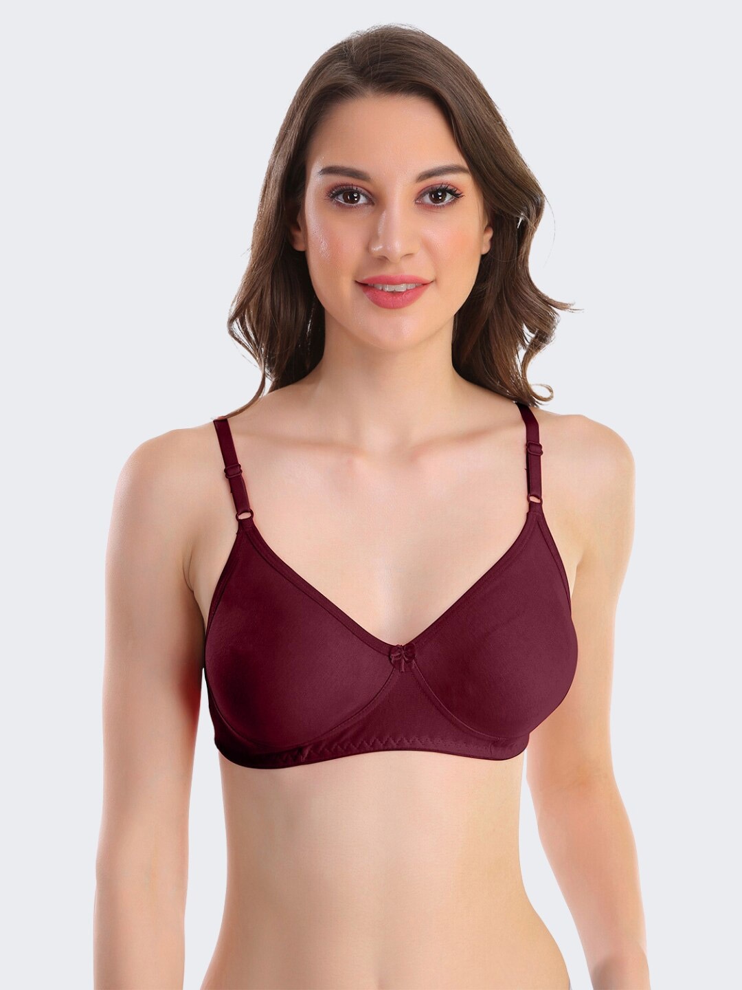 

POOJA RAGENEE Non-Wired Full Coverage All Day Comfort Cotton Bra, Maroon