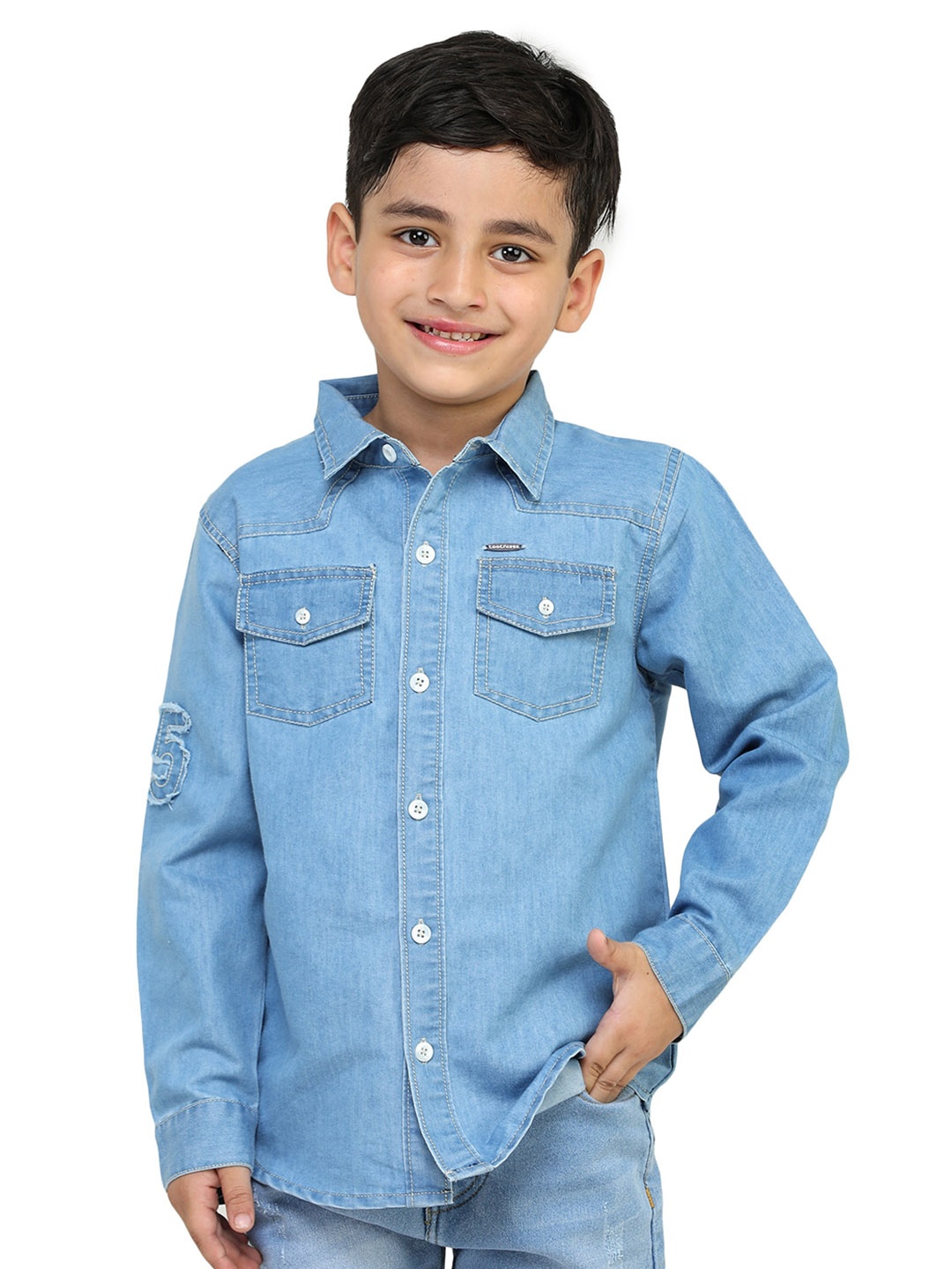 

toothless Boys Denim Casual Shirt, Blue