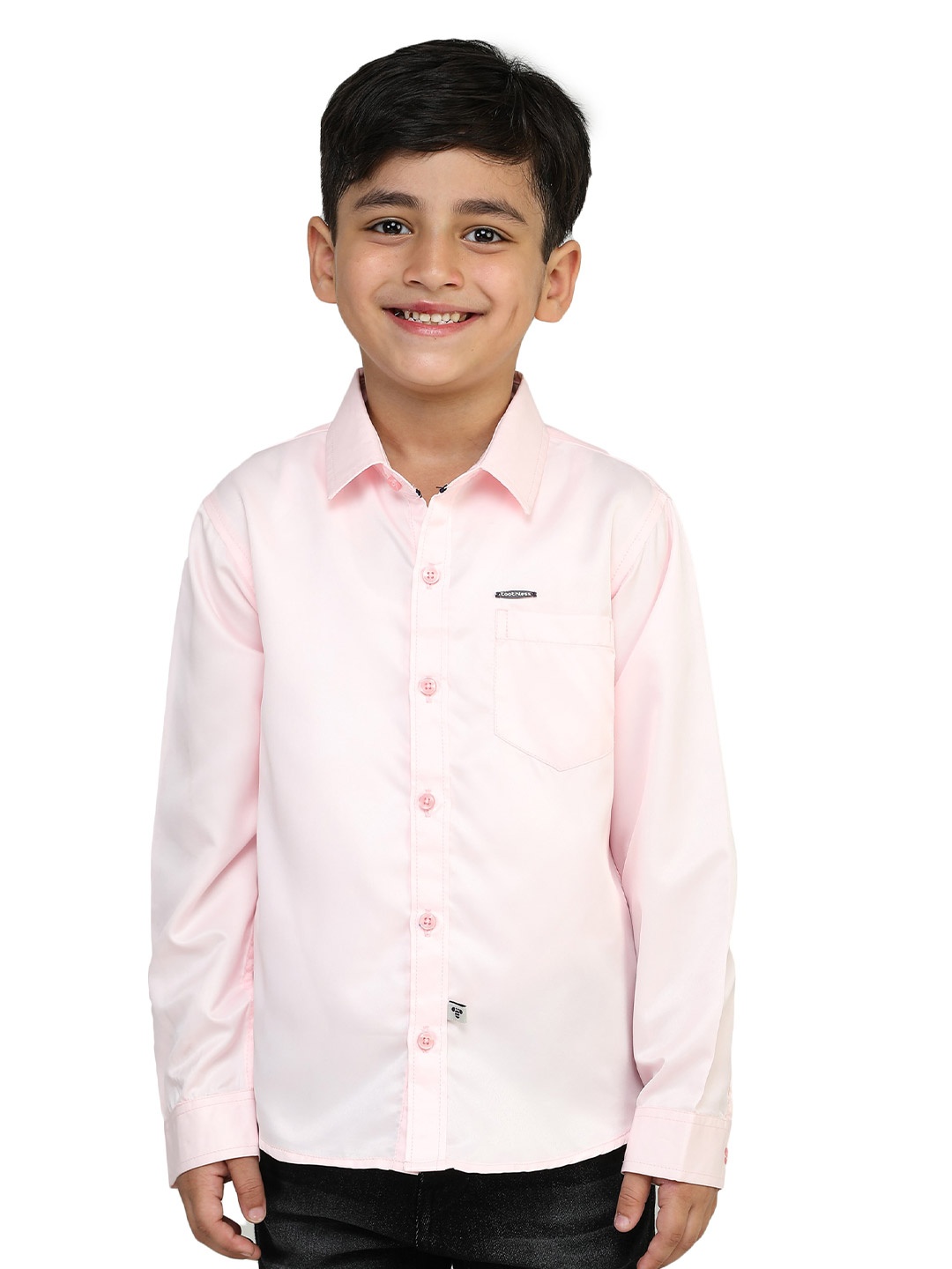 

toothless Infant Boys Spread Collar Satin Casual Shirt, Pink