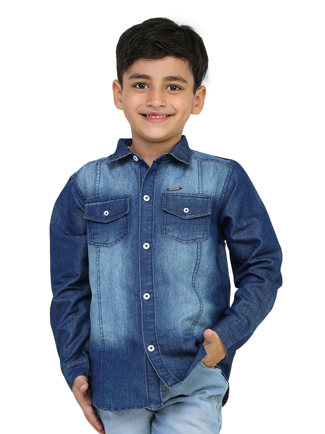 

toothless Boys Faded Denim Casual Shirt, Blue