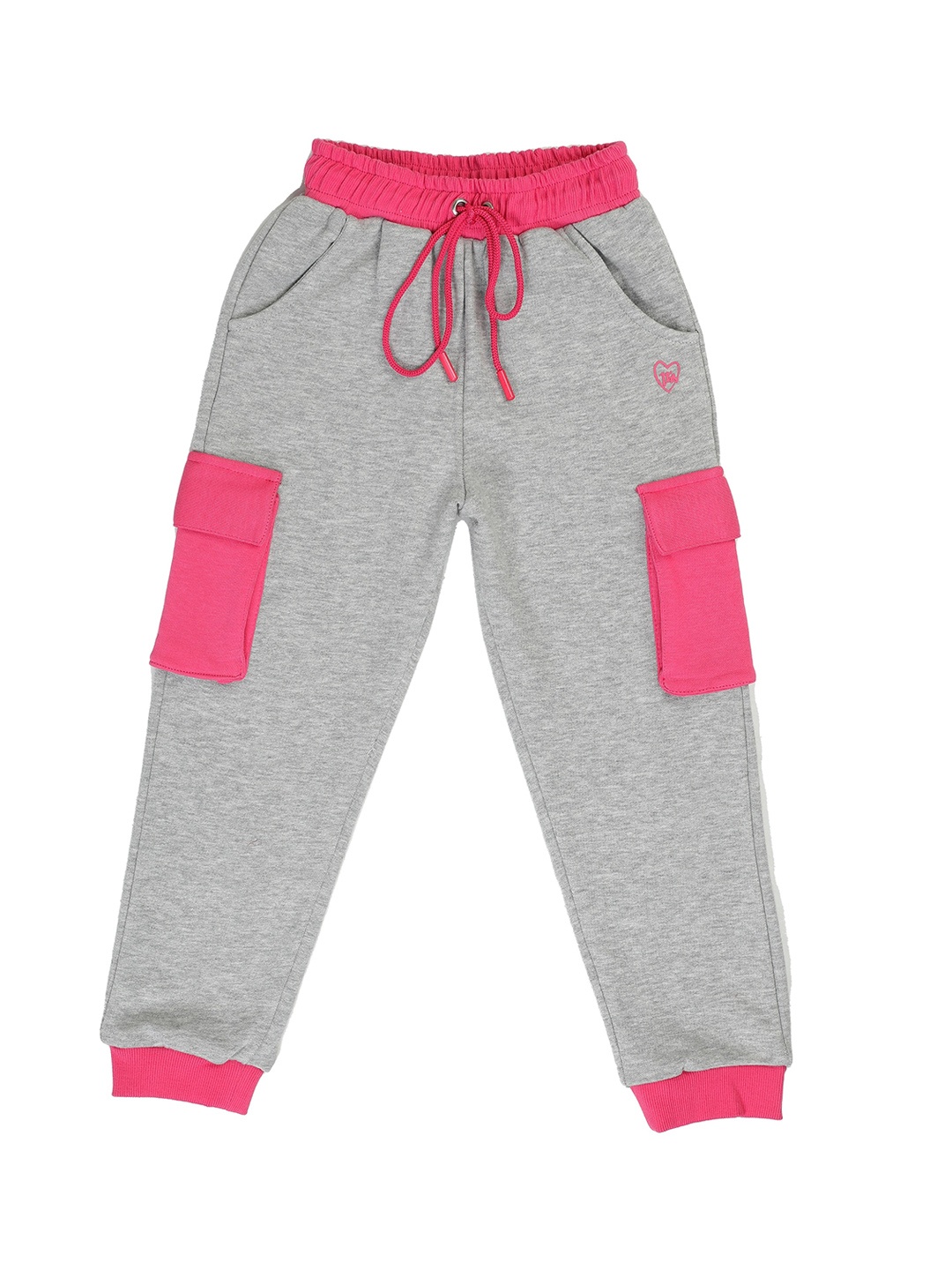 

toothless Girls Mid Rise Plain Knitted Cotton Joggers, Grey melange