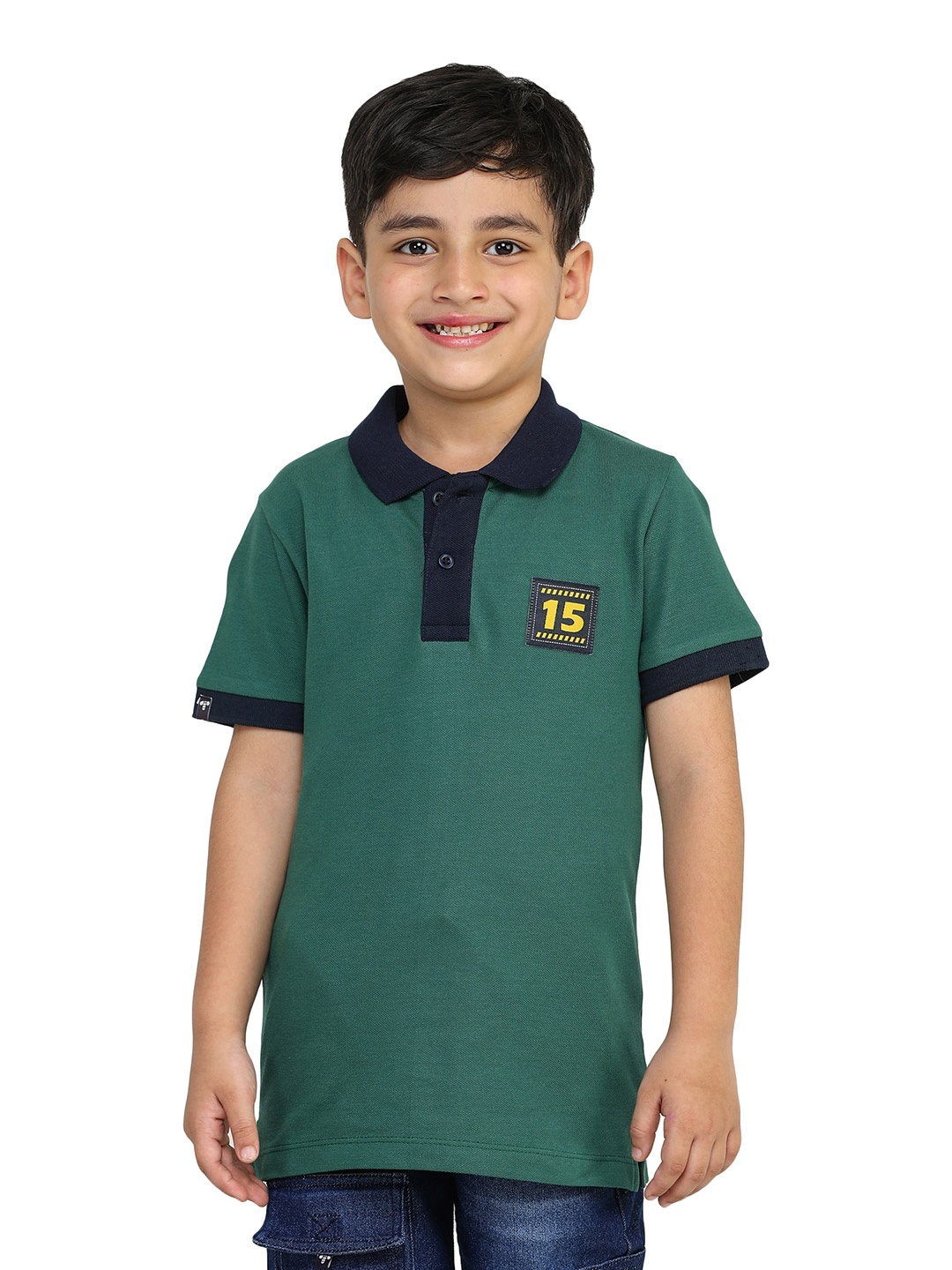 

toothless Boys Polo Collar Short Sleeve Cotton T-shirt, Green