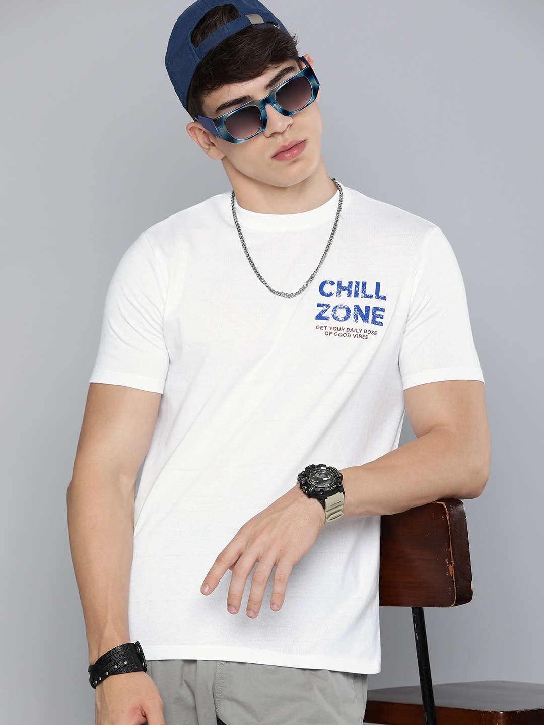 

R Code by The Roadster Life Co Men White T-shirt