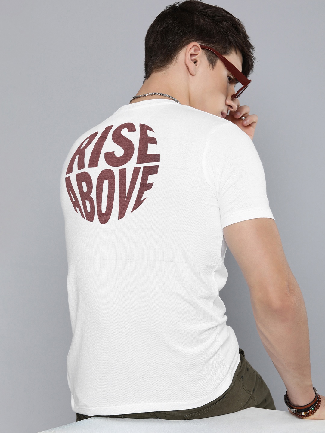 

R Code by The Roadster Life Co Men Typography Printed T-shirt, White