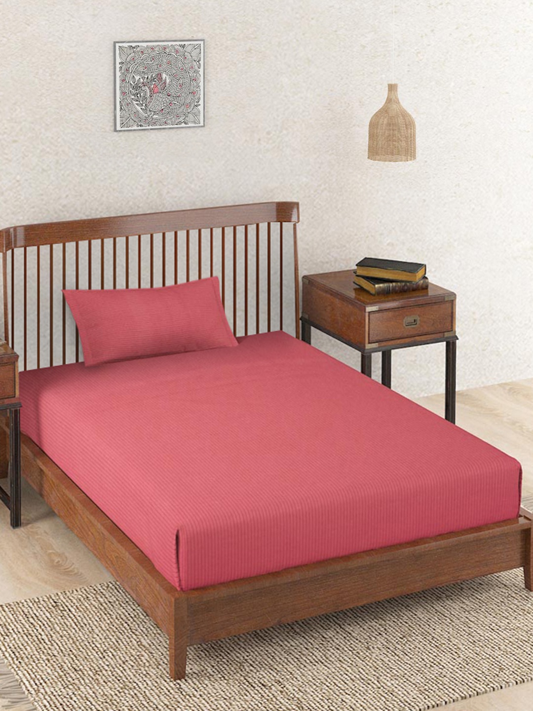 

Fabindia Nile Red Striped Cotton Single Bedsheet With 1 Pillow Cover